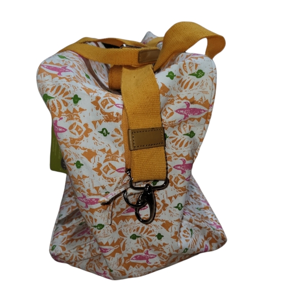 NWT RockPaperFlower Zara Orange Overnighter Bag in Orange Geometric Floral - Picture 3 of 4